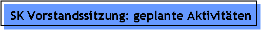 SK Vorstandssitzung: geplante Aktivit�ten